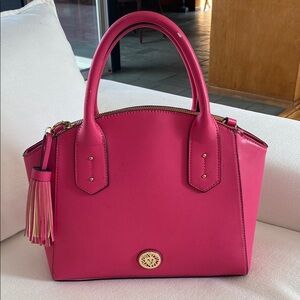 Anne Klein Pink Satchel with Gold Emblem and Tassel